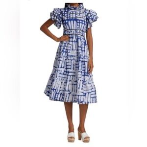 Busayo Adun Midi Dress with Ruffle Sleeves